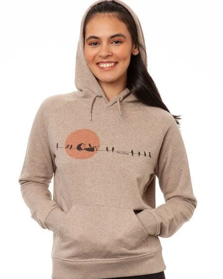 FellHerz Damen Hoodie Sunrise heather sand, Bio Fair und Vegan
