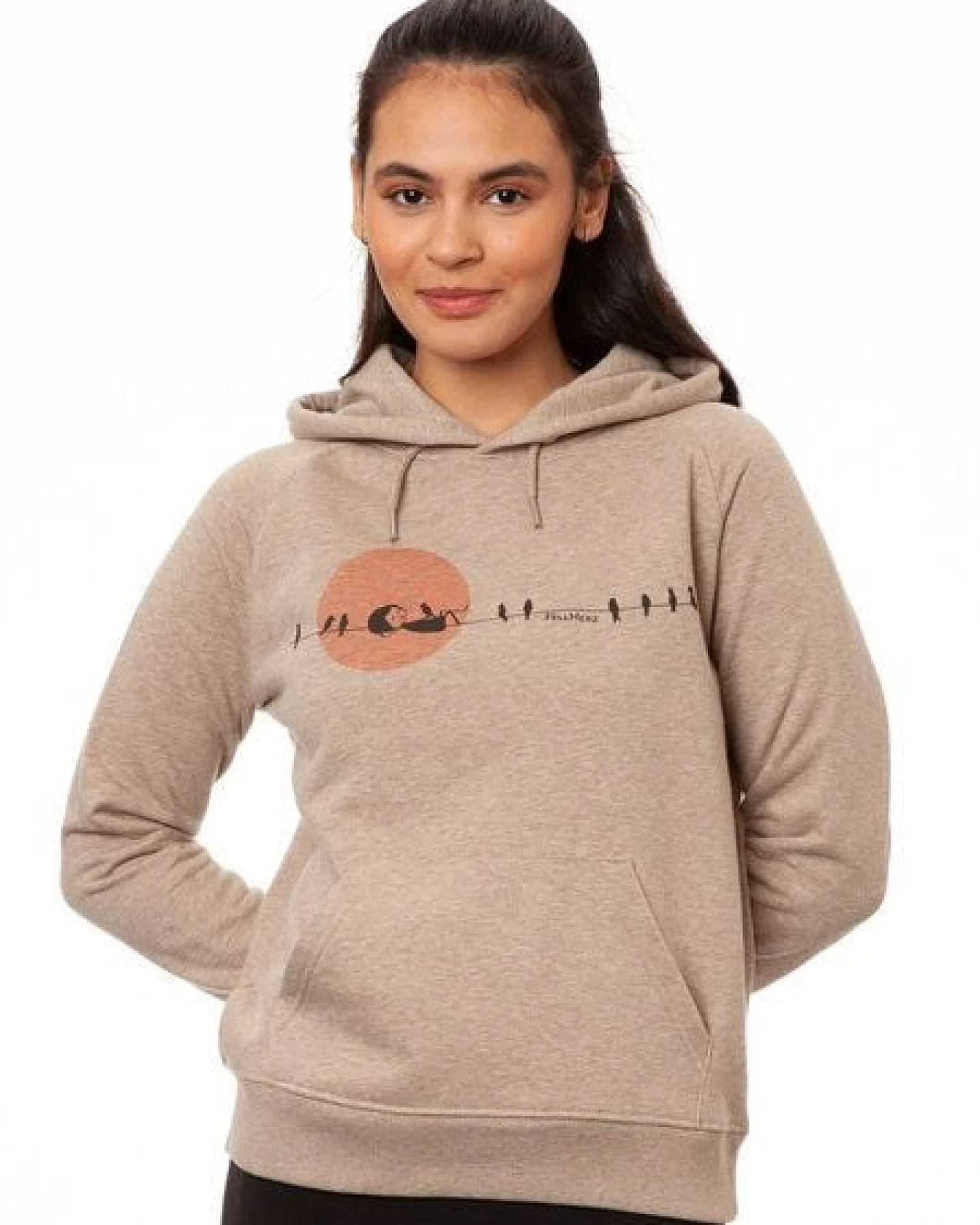 FellHerz Damen Hoodie Sunrise heather sand, Bio Fair und Vegan – Ansicht 3