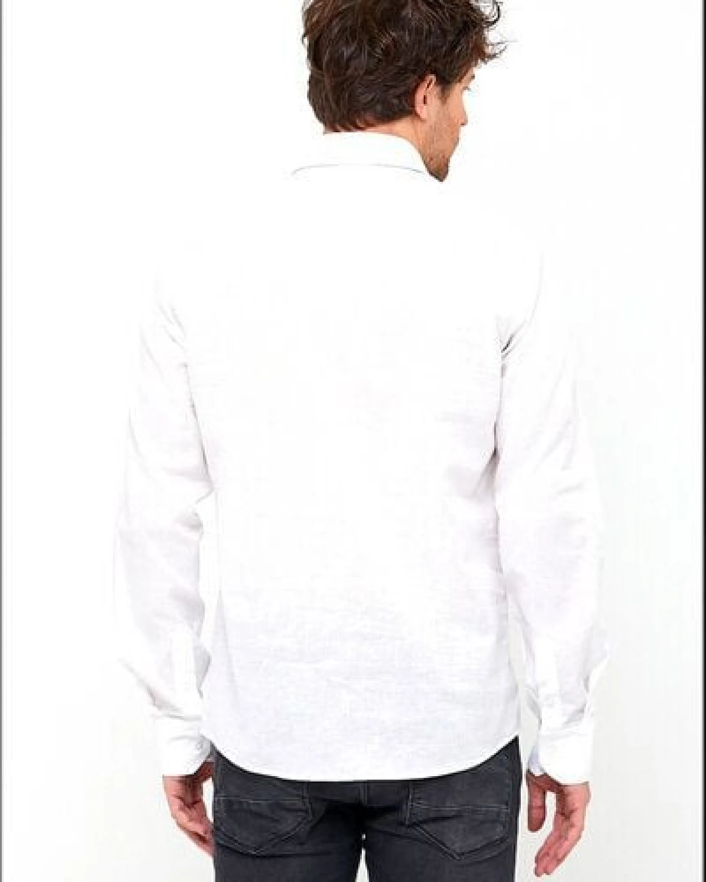 BUFFON ITALY Herren Business Hemd Bio-Baumwolle weiss schwarz Classic Fit Slim Fit – Ansicht 3