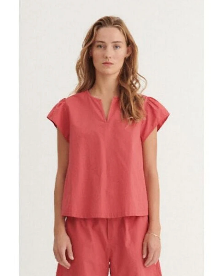 Basic Apparel Kurzarm Shirt SILJE Bluse aus Bio-Baumwolle