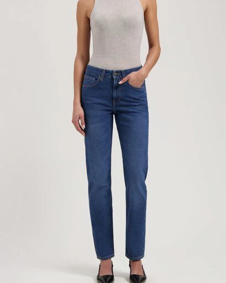 MUD Jeans Damen Jeans Straight Leg "Go - Used Stone"