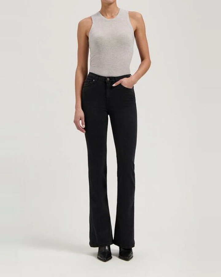 MUD Jeans Damen Jeans Flared "Isy - Stone Black"