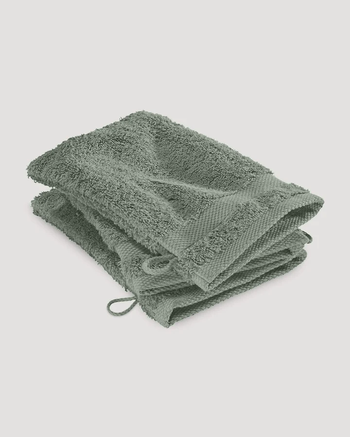 hessnatur Waschhandschuh im 3er-Pack aus Bio-Baumwolle - grün - Größe 15x20 cm