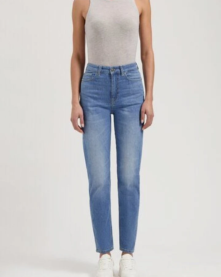 MUD Jeans Damen Jeans Tapered "Mams - Old Stone"