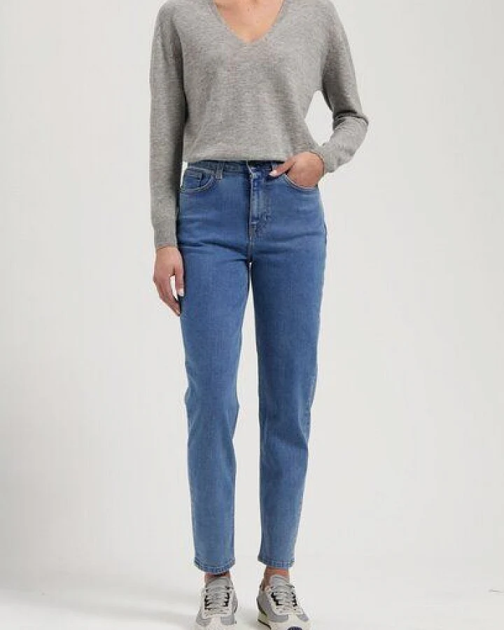 MUD Jeans Damen Jeans Tapered "Mams - Stone Vintage"
