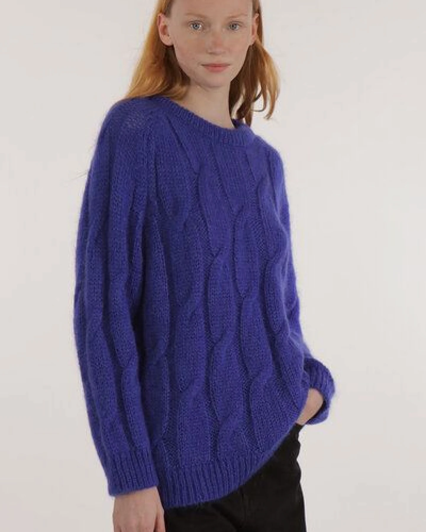 Les Racines Du Ciel Mohair Zopfmuster-Pullover Modell: Iroise – Ansicht 2