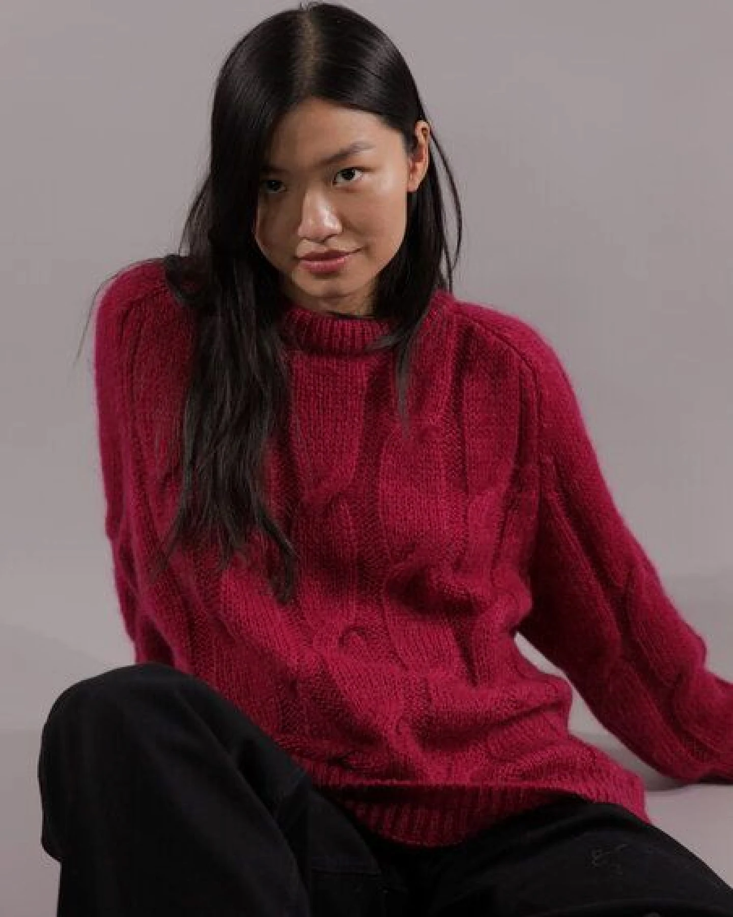Les Racines Du Ciel Mohair Zopfmuster-Pullover Modell: Iroise – Ansicht 2