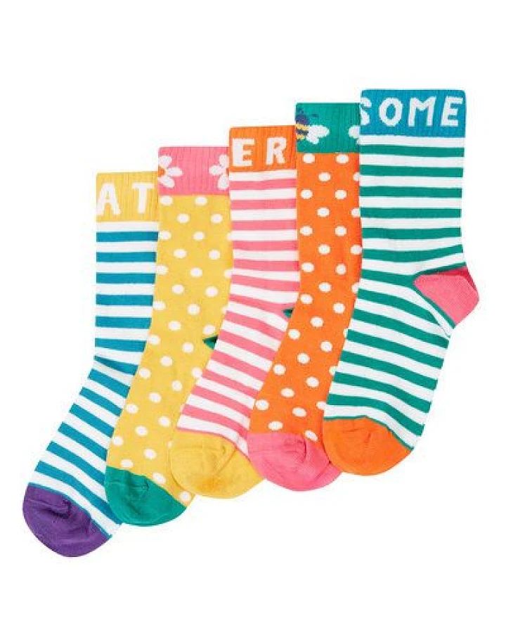Frugi Socken Fünferpack - Super, Great, Awesome
