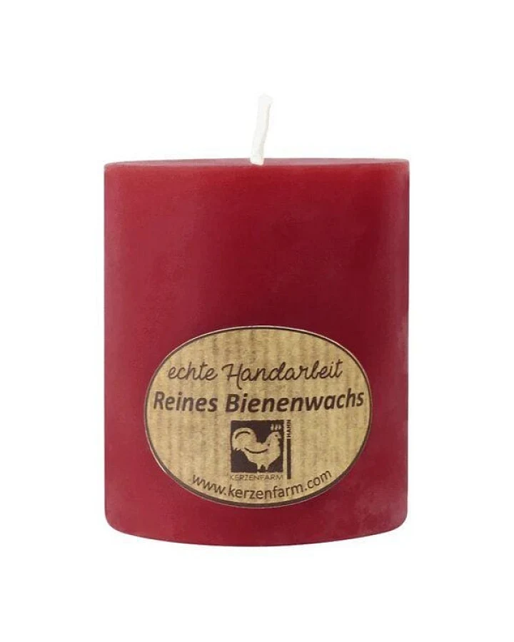 Kerzenfarm Hahn Bienenwachs Kerze rot 75mm