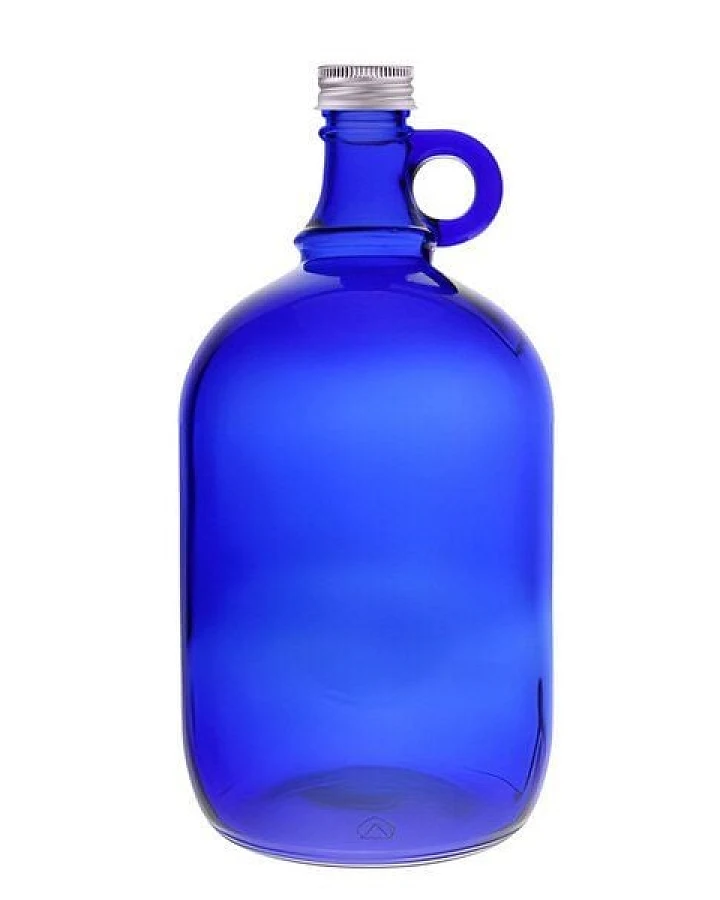 mikken Große blaue Gallone 2 Liter Glasflasche / Wasserflasche mit Deckel