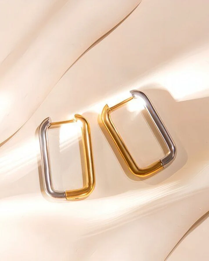 ELEKTROPULLI Längliche Bold Creolen Gold Silber Mix, 30mm