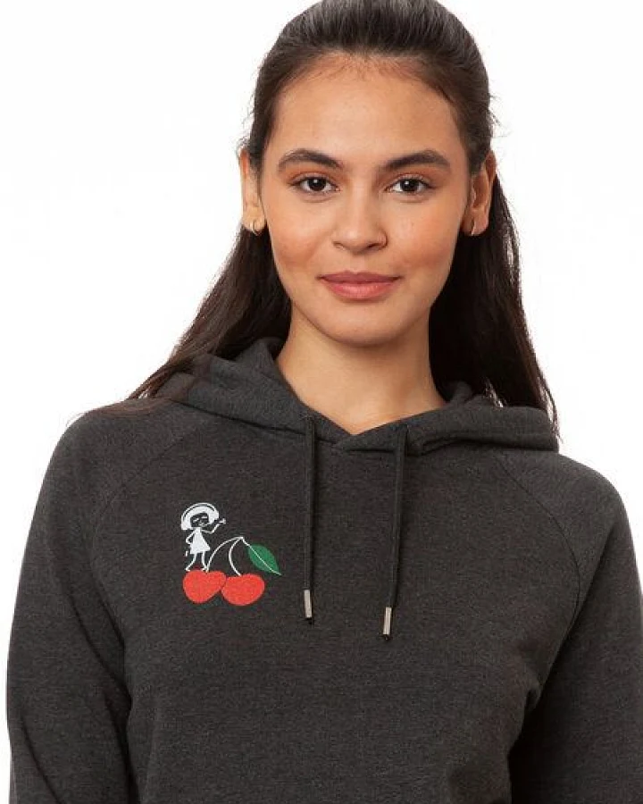 FellHerz Damen Hoodie Cherry dance dark grey melange, Bio Fair und Vegan
