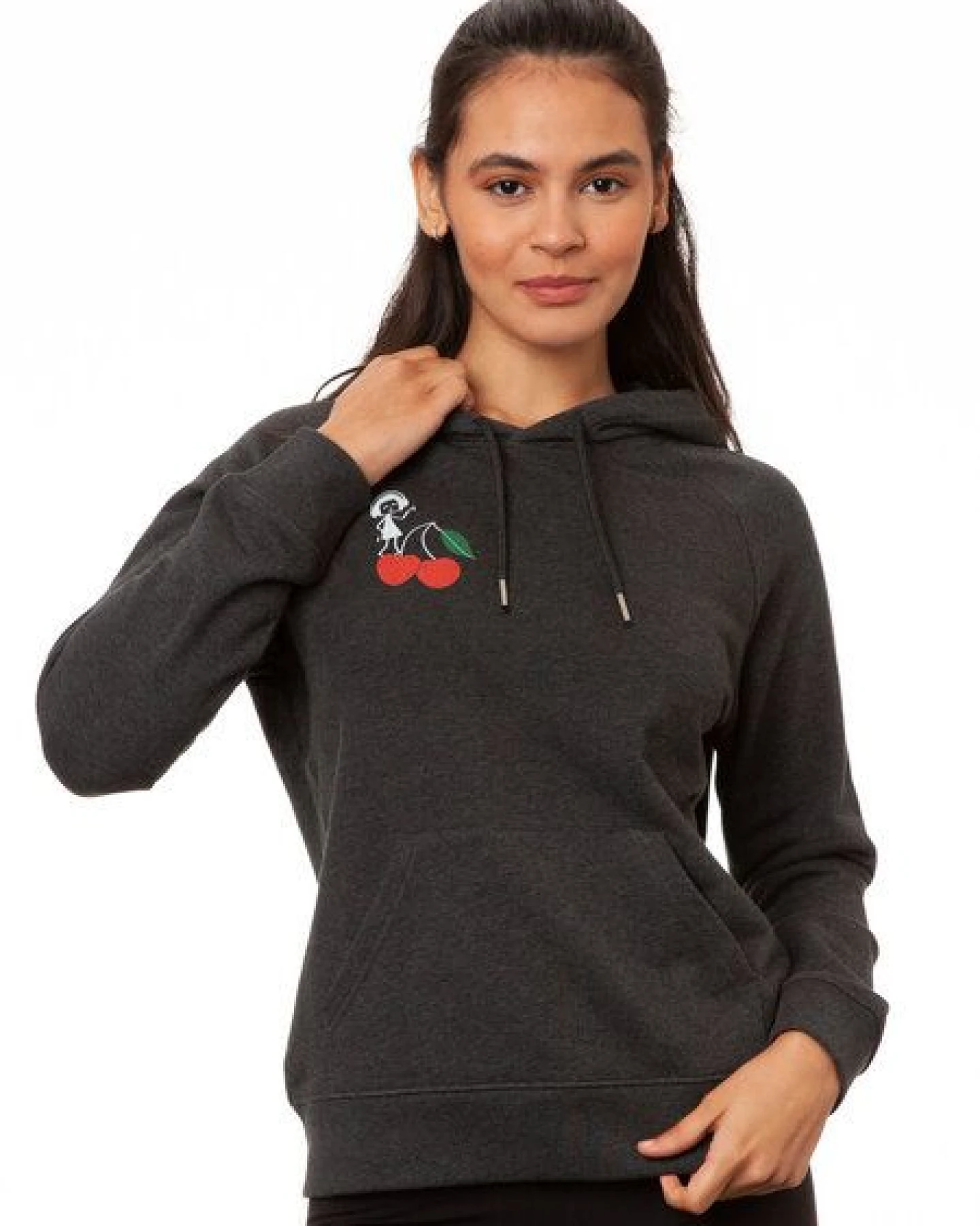FellHerz Damen Hoodie Cherry dance dark grey melange, Bio Fair und Vegan – Ansicht 4