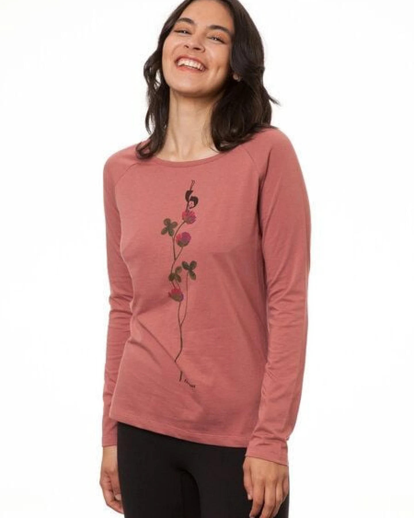 FellHerz Damen Raglan-Longsleeve Glücksklee canyan rose Bio Fair – Ansicht 4