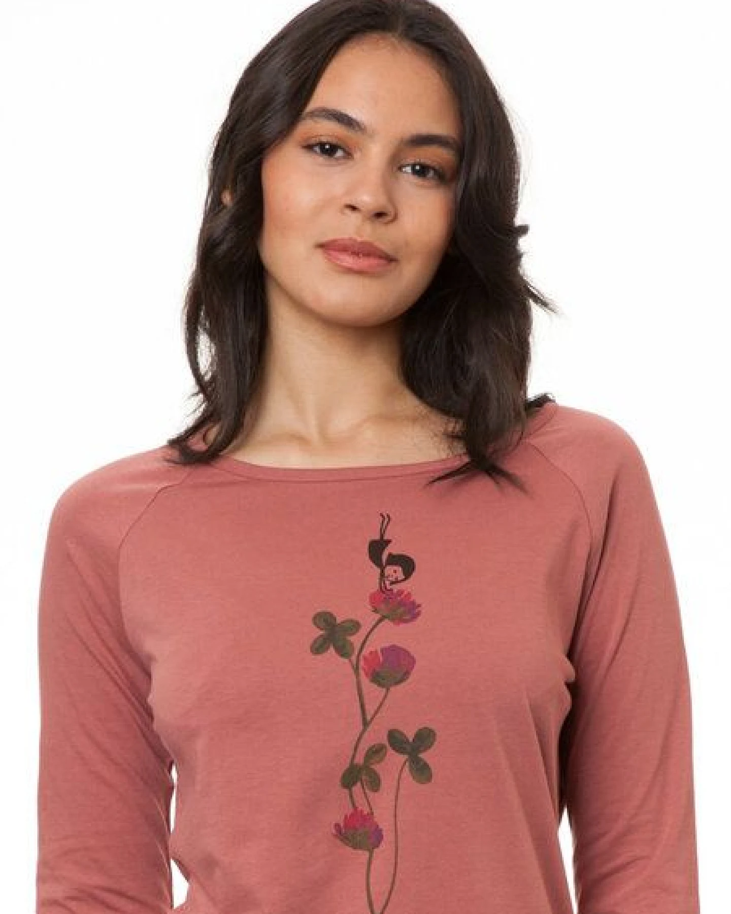 FellHerz Damen Raglan-Longsleeve Glücksklee canyan rose Bio Fair – Ansicht 2