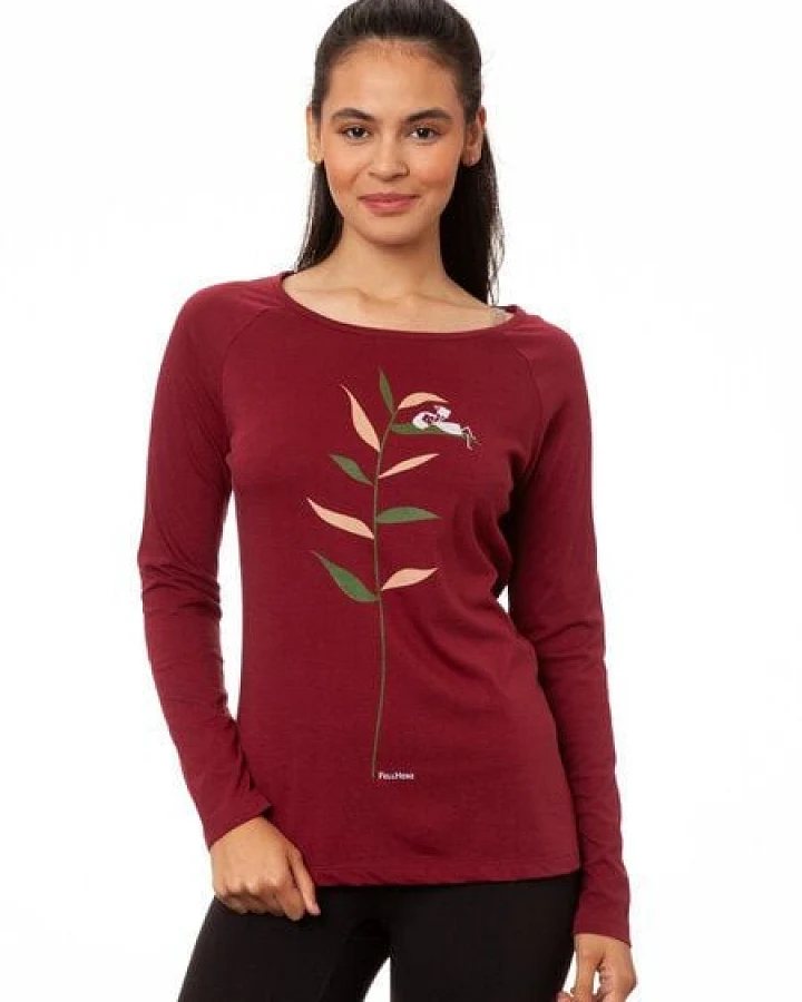 FellHerz Damen Raglan Longsleeve Booklover chestnut Bio Fair Vegan