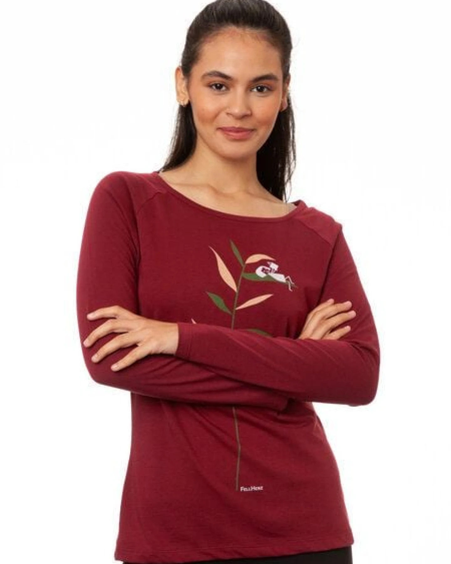 FellHerz Damen Raglan Longsleeve Booklover chestnut aus 100% Biobaumwolle – Ansicht 2