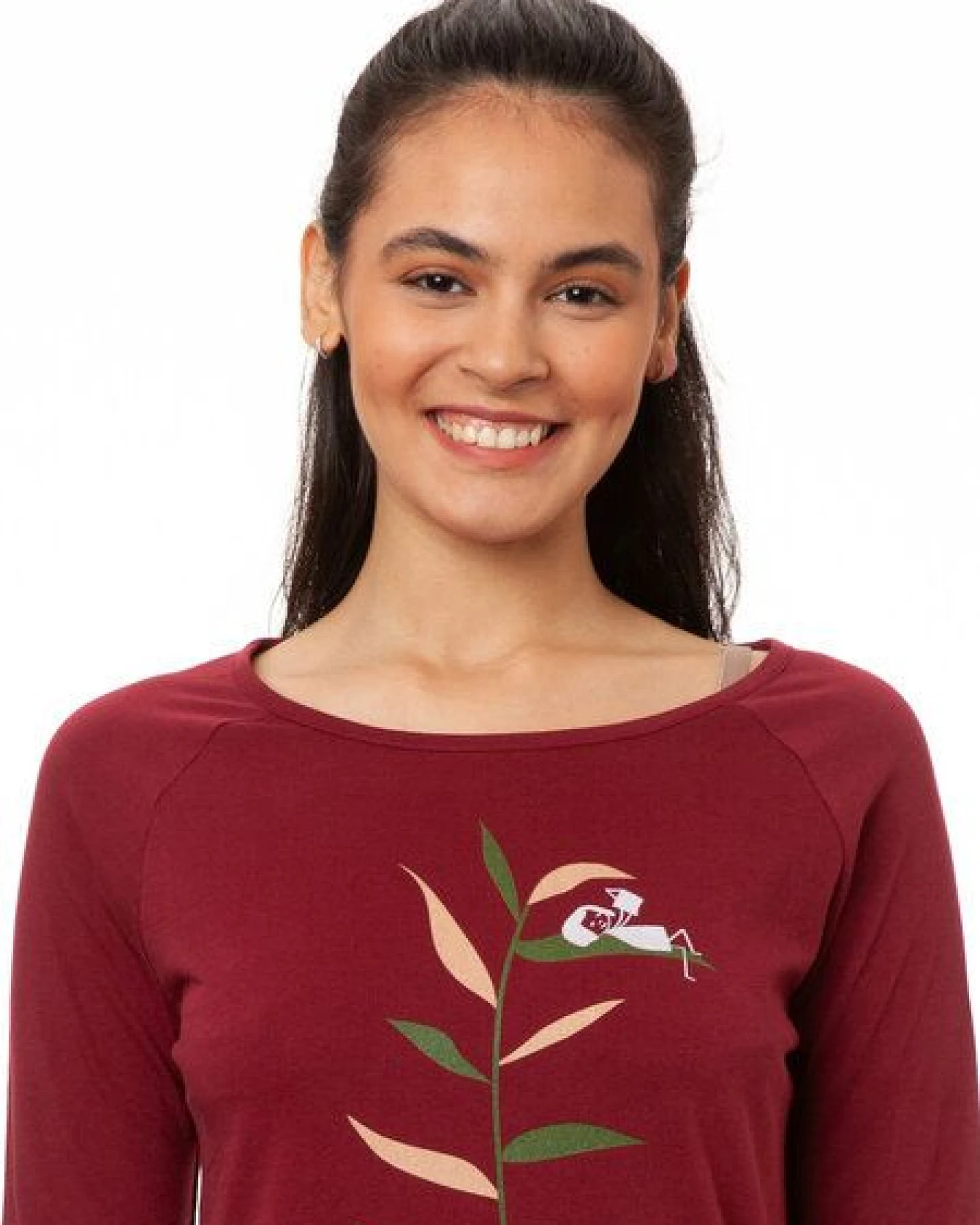 FellHerz Damen Raglan Longsleeve Booklover chestnut aus 100% Biobaumwolle – Ansicht 3
