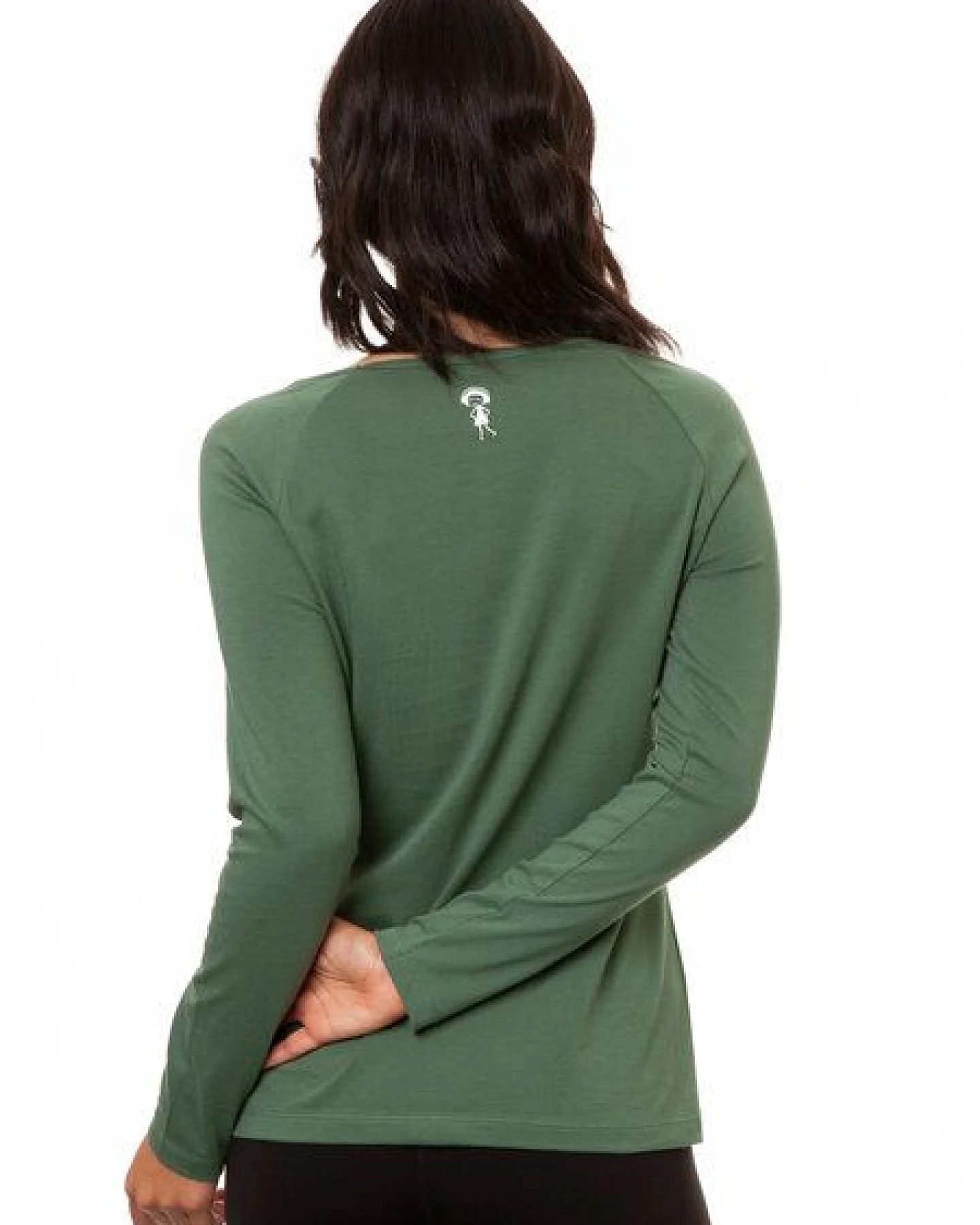 FellHerz Damen Raglan Longsleeve Möwen-Liebe ivy green Bio Fair Vegan – Ansicht 3