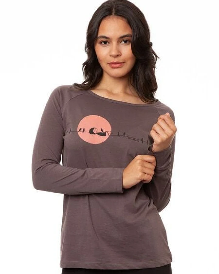 FellHerz Damen Raglan Longsleeve Sunrise volcanic grey Bio Fair Vegan
