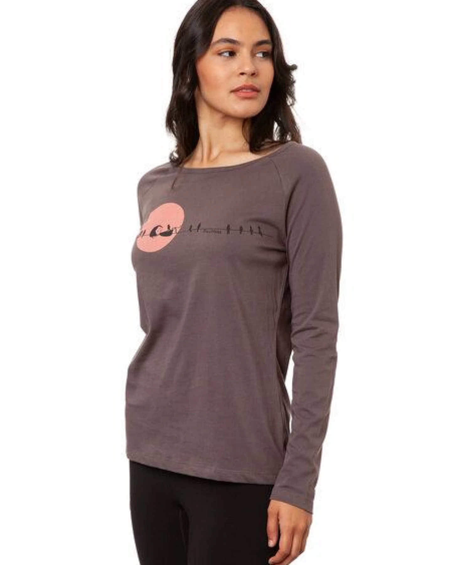 FellHerz Damen Raglan Longsleeve Sunrise volcanic grey Bio Fair Vegan – Ansicht 3