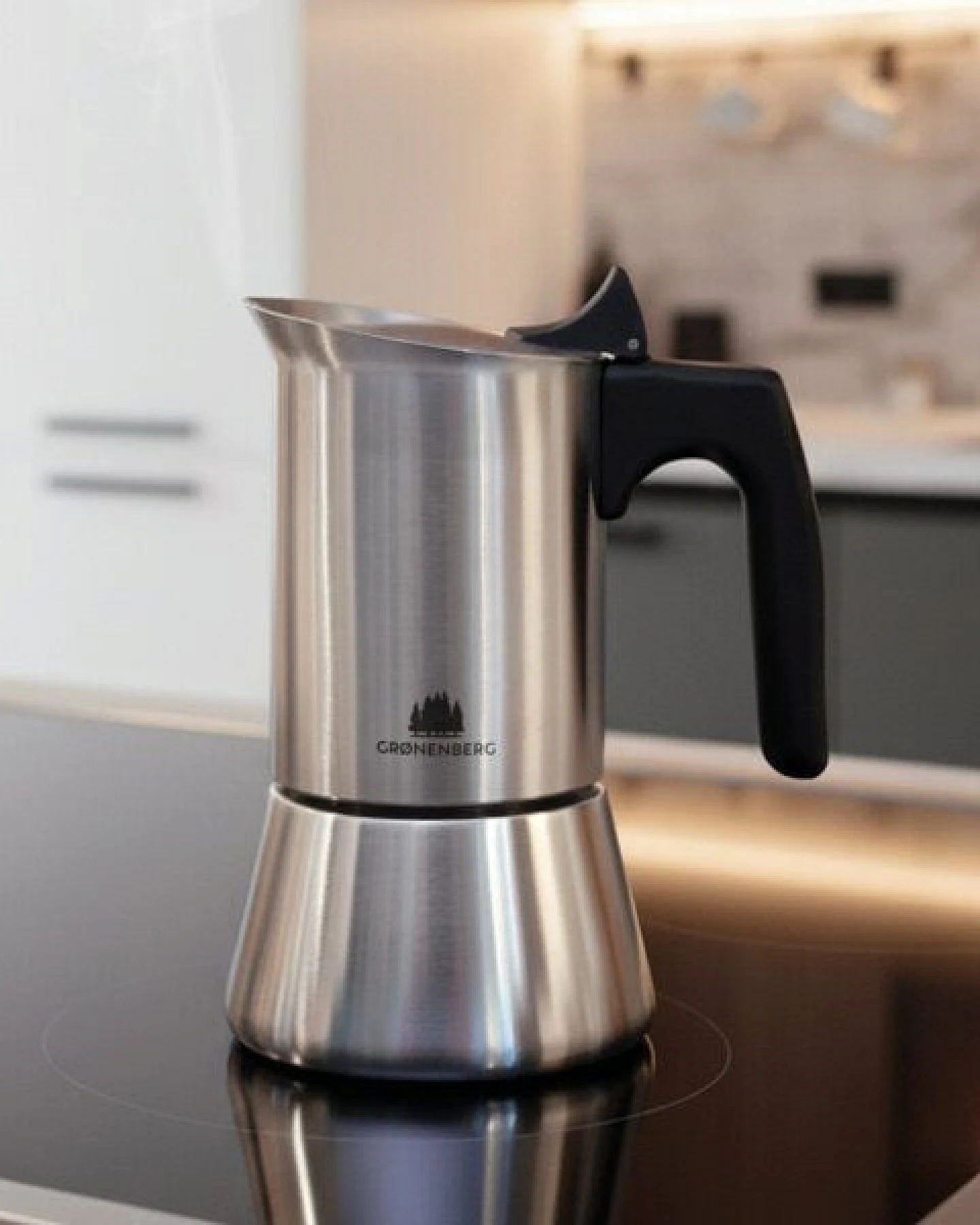 GROENENBERG Espressokocher Induktion 4 oder 6 Tassen (200-300 ml) aus Edelstahl – Ansicht 2