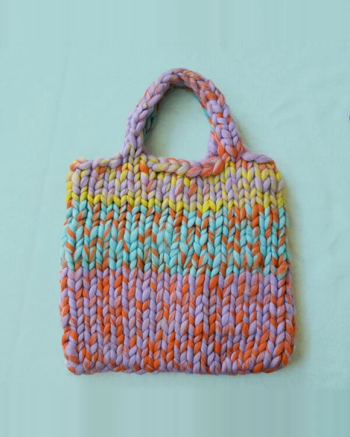 PANAPUFA handgefertigte Shopper-Tasche aus dicker Wolle