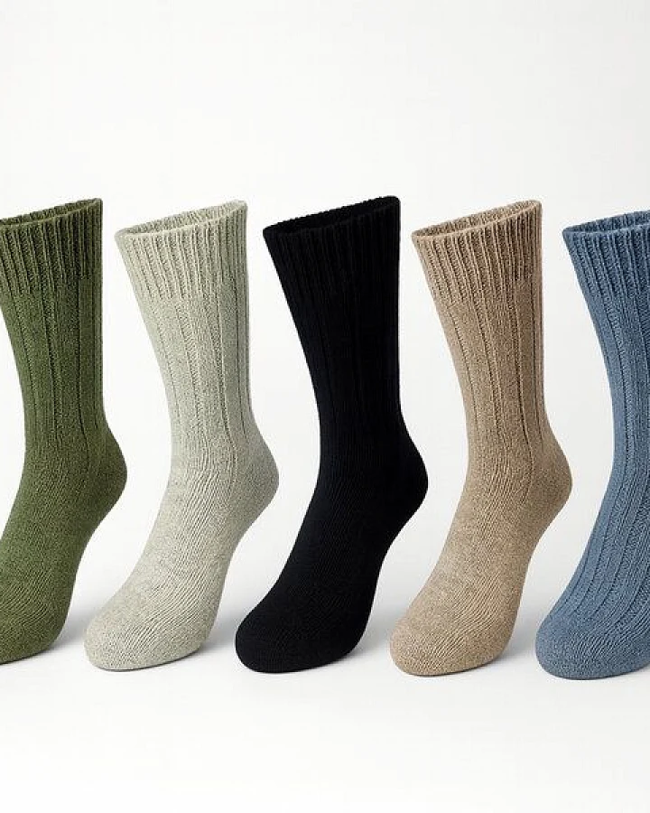 Bruno Barella Winter Thermo Socken 5er Set mit Schafwolle & Alpakawolle – Naturfarben Mix