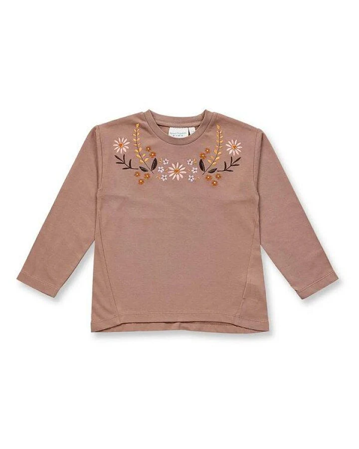 sense-organics Mädchen Langarmshirt mit Blumenstickerei, Modell KLARA von Sense Organics