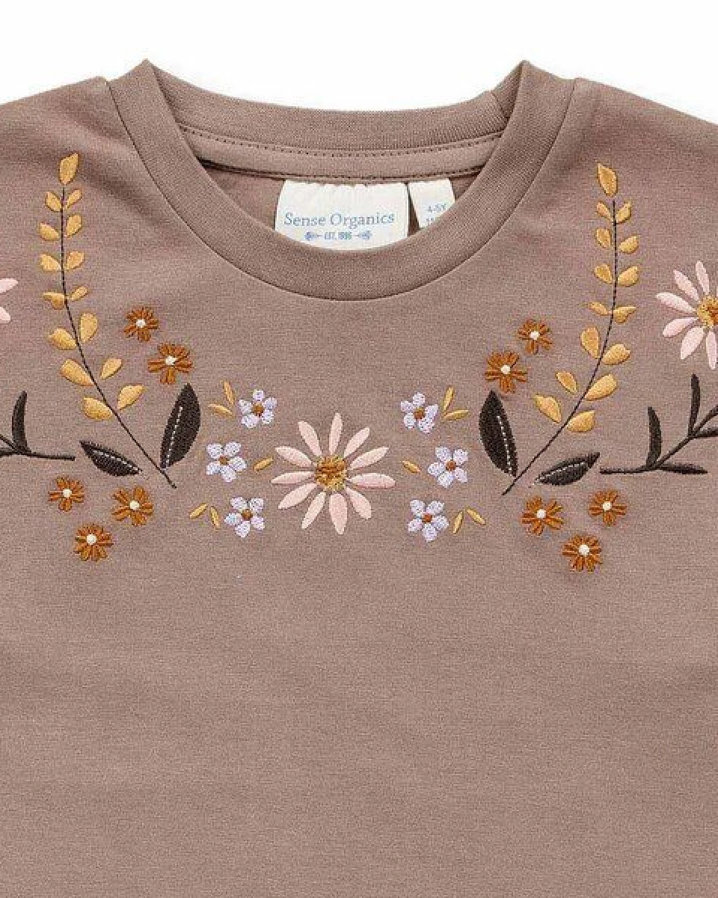 sense-organics Mädchen Langarmshirt mit Blumenstickerei, Modell KLARA von Sense Organics – Ansicht 2