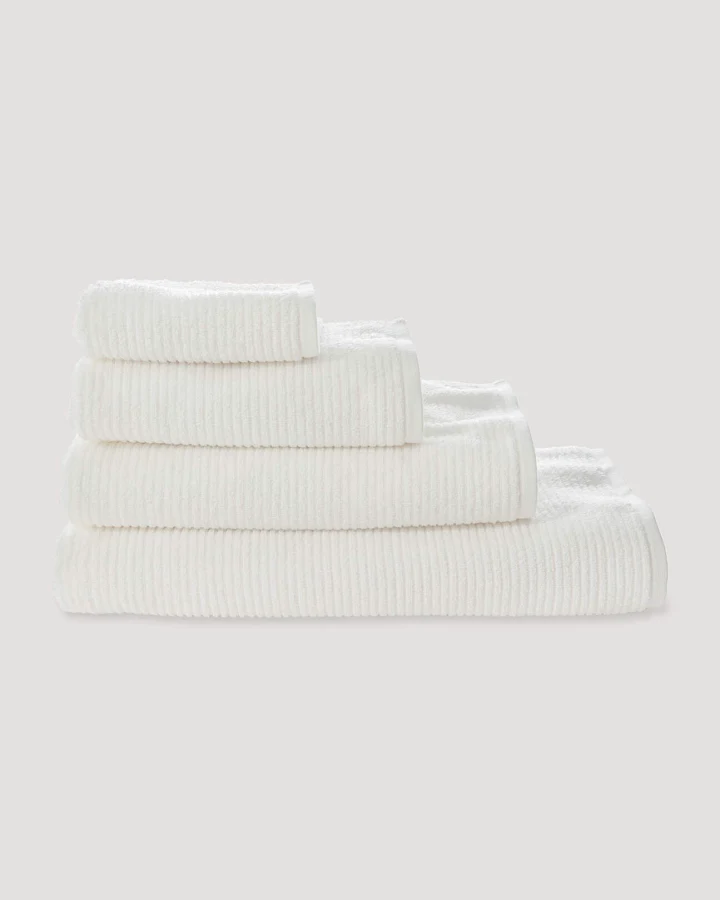 hessnatur Frottier Handtuch Rippstruktur aus Bio-Baumwolle - weiß - Größe 30x50 cm