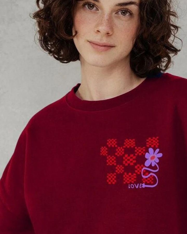 Kultgut Artdesign - Biofair- Pulloversweater im Boxistyle / Love is a Battery