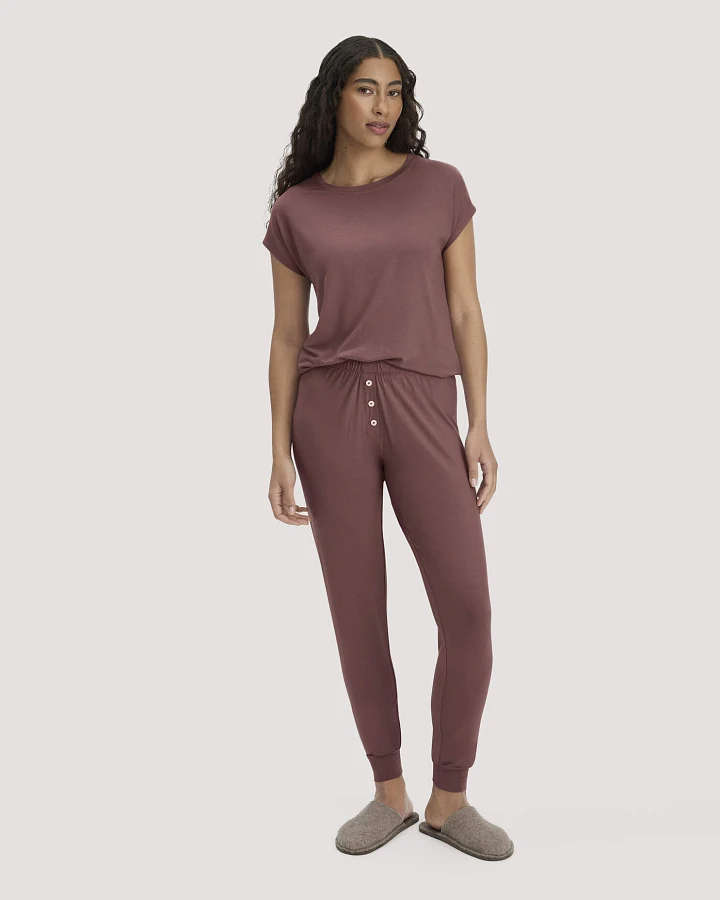 hessnatur Damen Schlafhose PURE FLOW aus TENCEL™ Modal - braun - Größe 34
