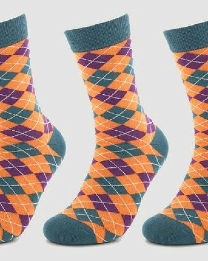 Veraluna Sustainable Clothing Unisex Socken 3er Pack "Diamands Orange" aus Bio-Baumwolle