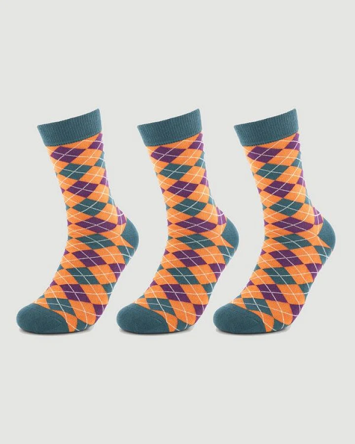 Veraluna Sustainable Clothing Unisex Socken 3er Pack "Diamands Orange" aus Bio-Baumwolle