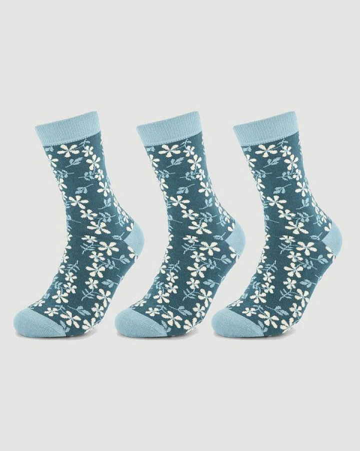 Veraluna Sustainable Clothing Unisex Socken 3er Pack "New Flowers Blue" aus Bio-Baumwolle