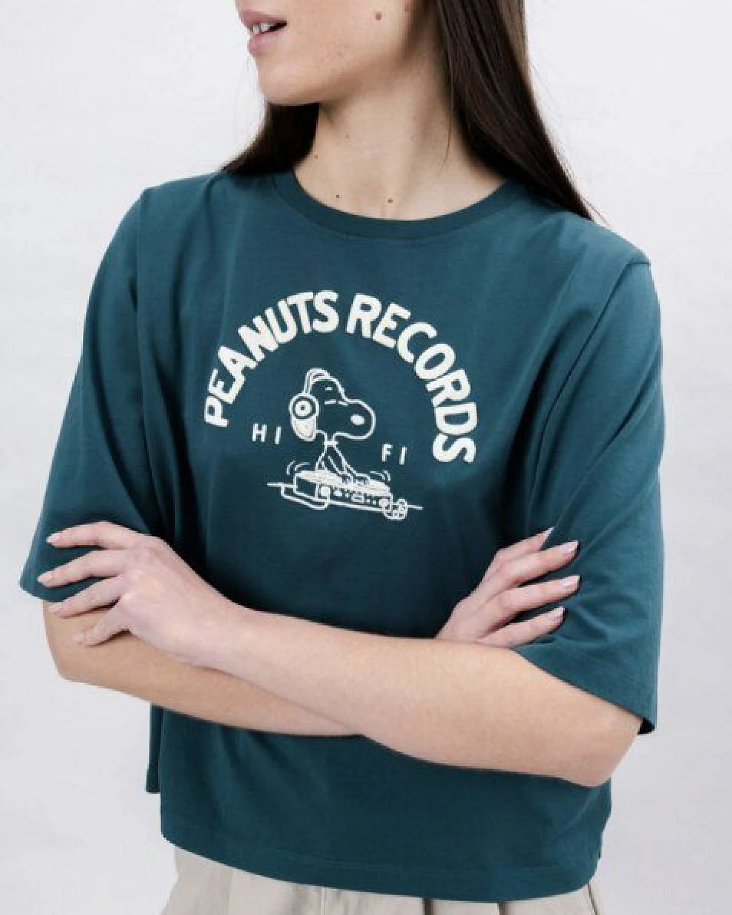 Brava Fabrics Peanuts Records Squared T-Shirt Grün – Ansicht 2