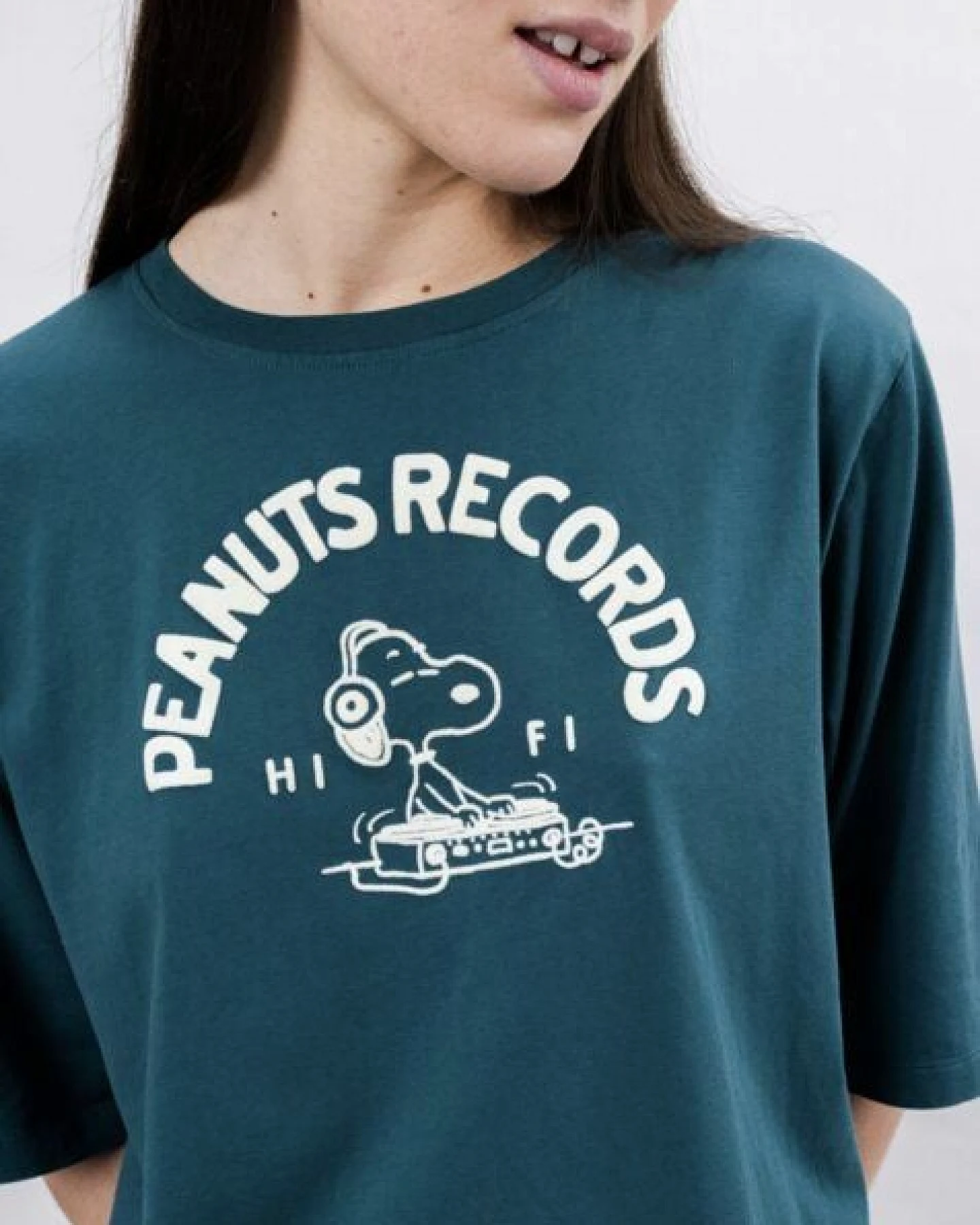Brava Fabrics Peanuts Records Squared T-Shirt Grün – Ansicht 4
