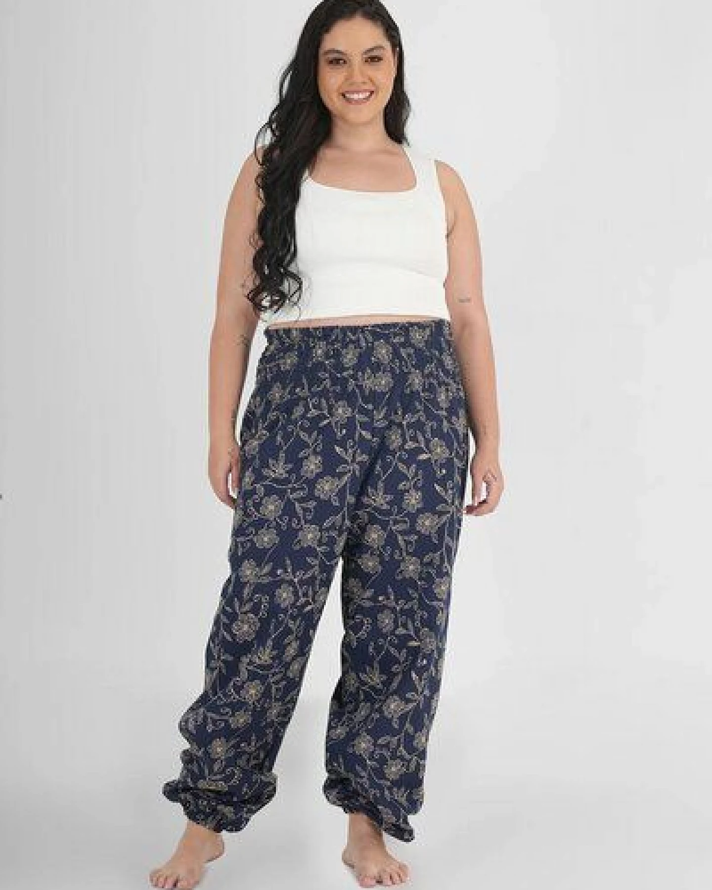 paigh Warme Loungewear Haremshose Tiefblaue Wildblume – Ansicht 2