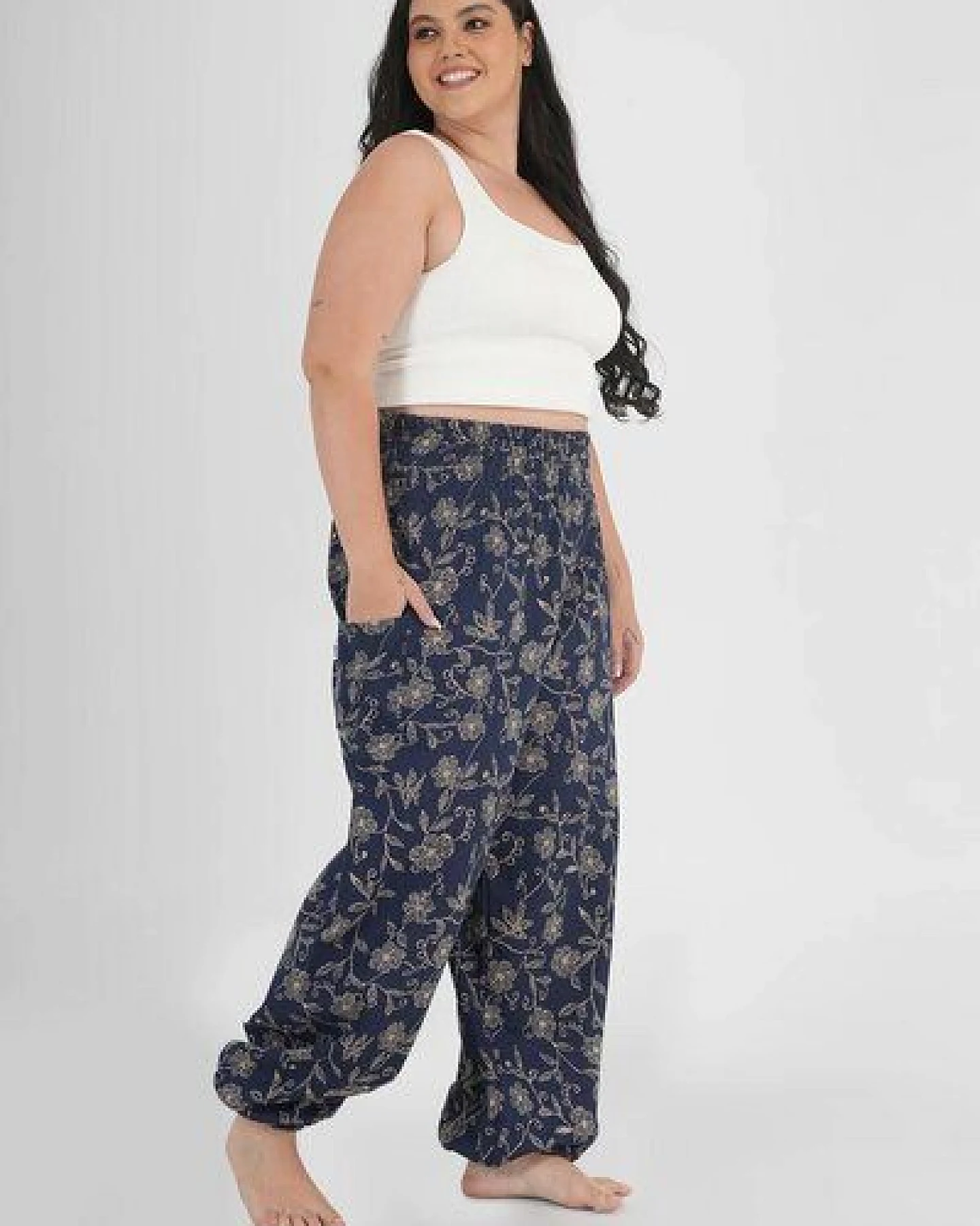 paigh Warme Loungewear Haremshose Tiefblaue Wildblume – Ansicht 4