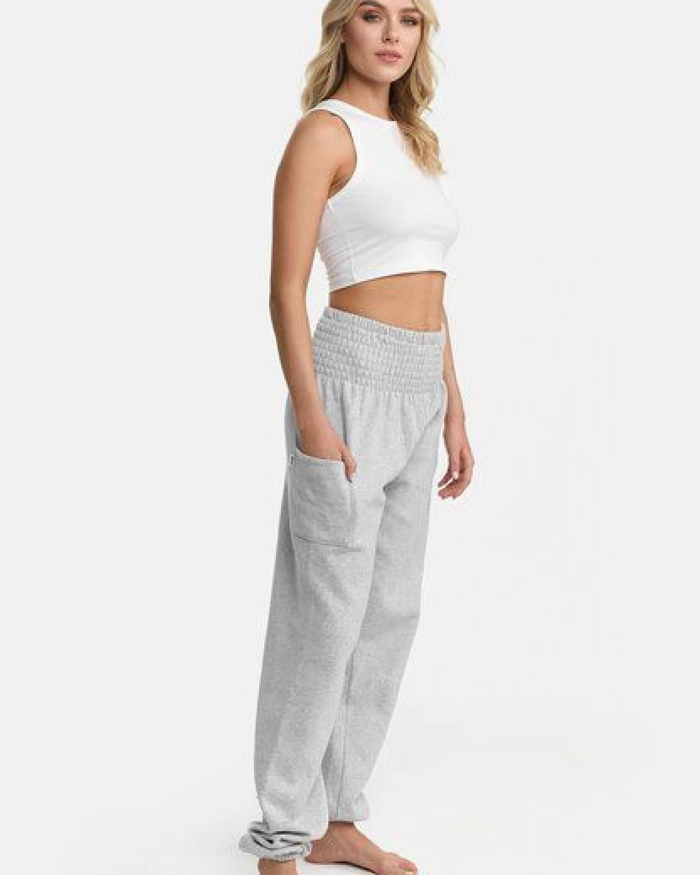 paigh Warme Loungewear Haremshose Hellgrau – Ansicht 4