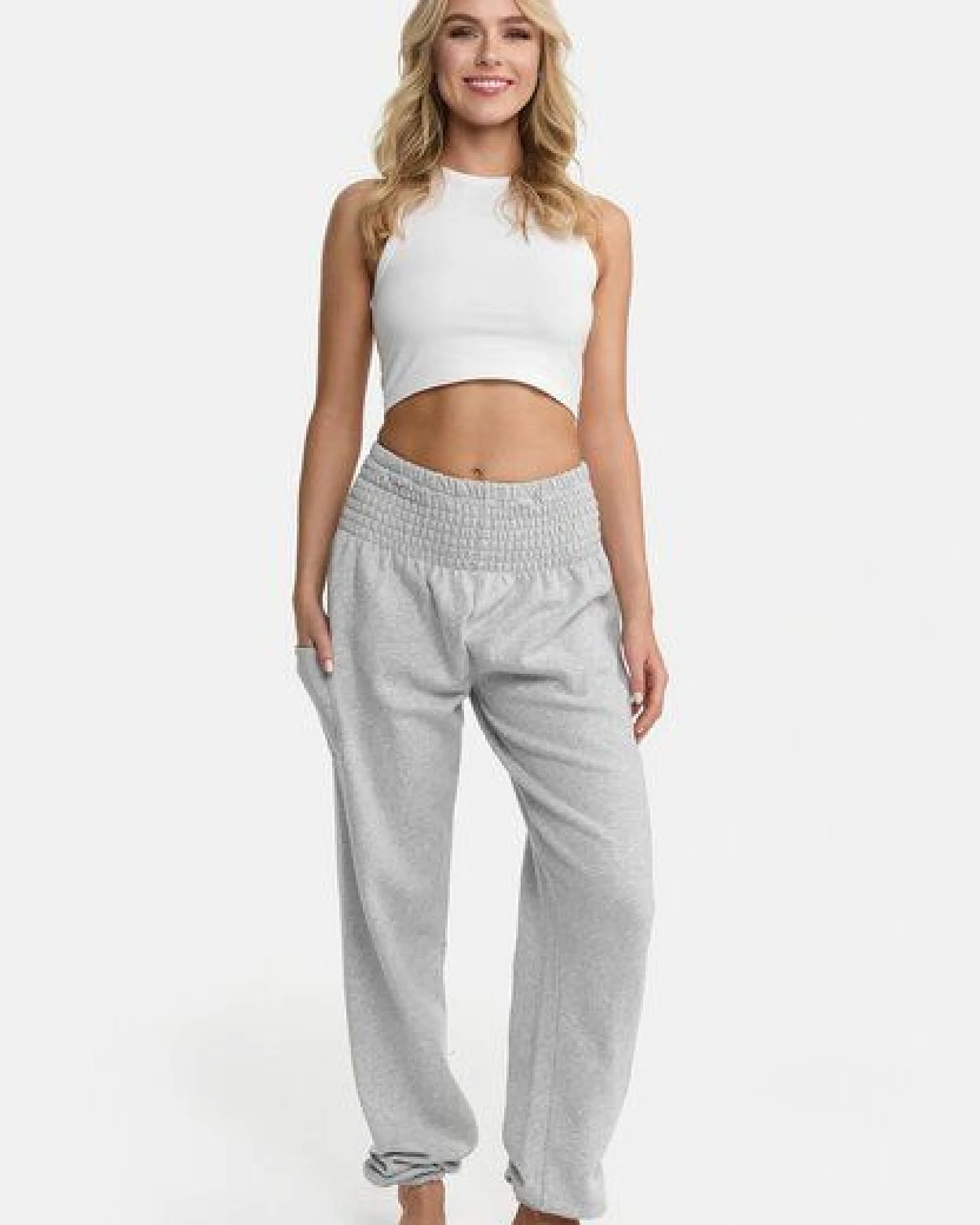 paigh Warme Loungewear Haremshose Hellgrau – Ansicht 2