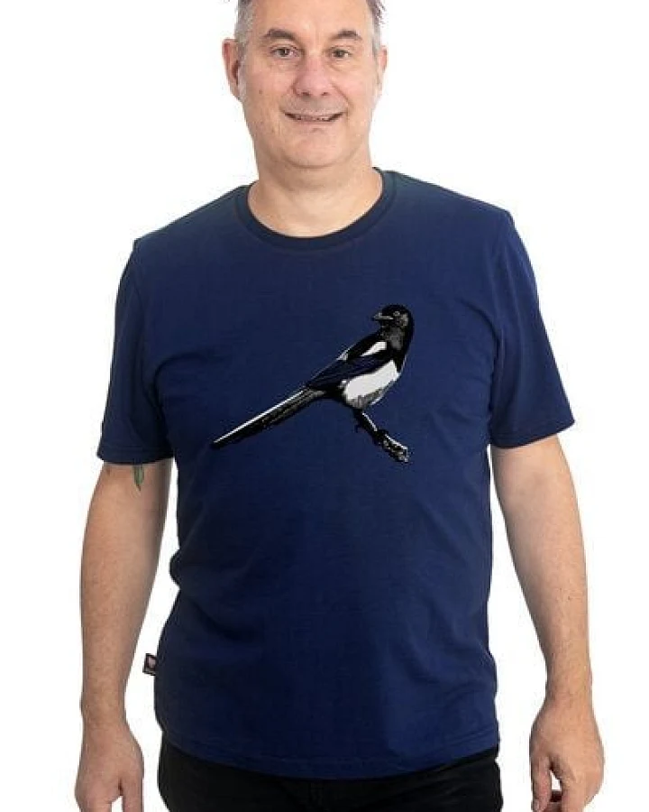 Hirschkind Fair-Trade-Männershirt "Elster" - Made in Kenia - medieval blue