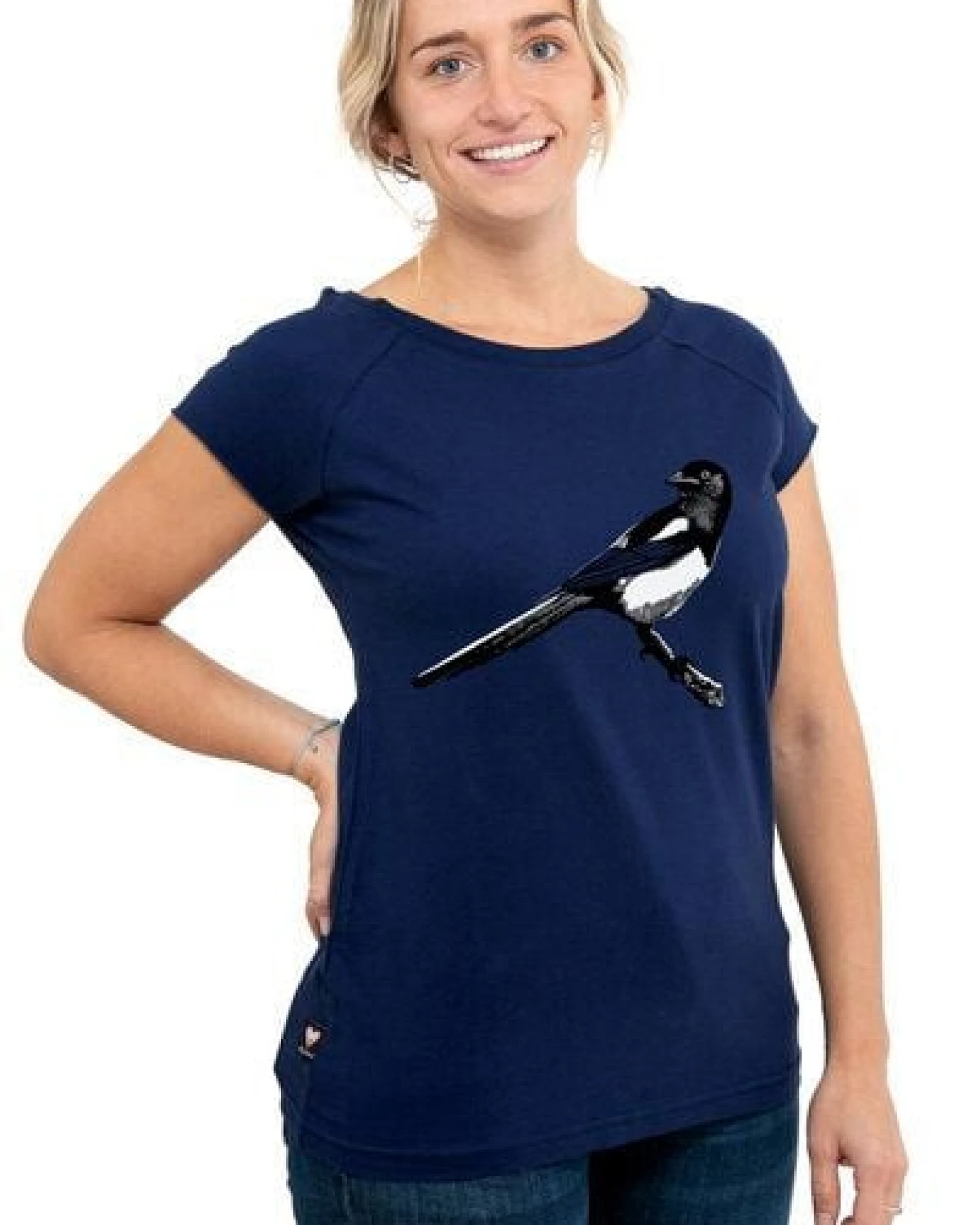 Hirschkind Fair-Trade-Frauenshirt "Elster" medieval blue - Made in Kenia – Ansicht 2