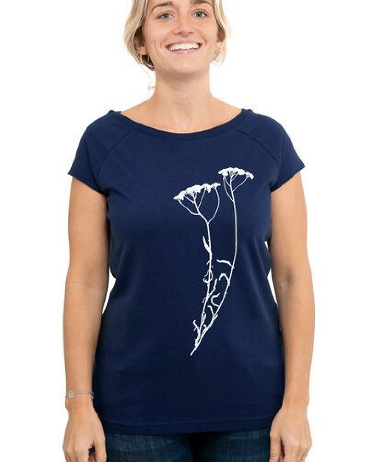 Hirschkind Fair-Trade-Frauenshirt "Schafgarbe" medieval blue - Made in Kenia – Ansicht 2