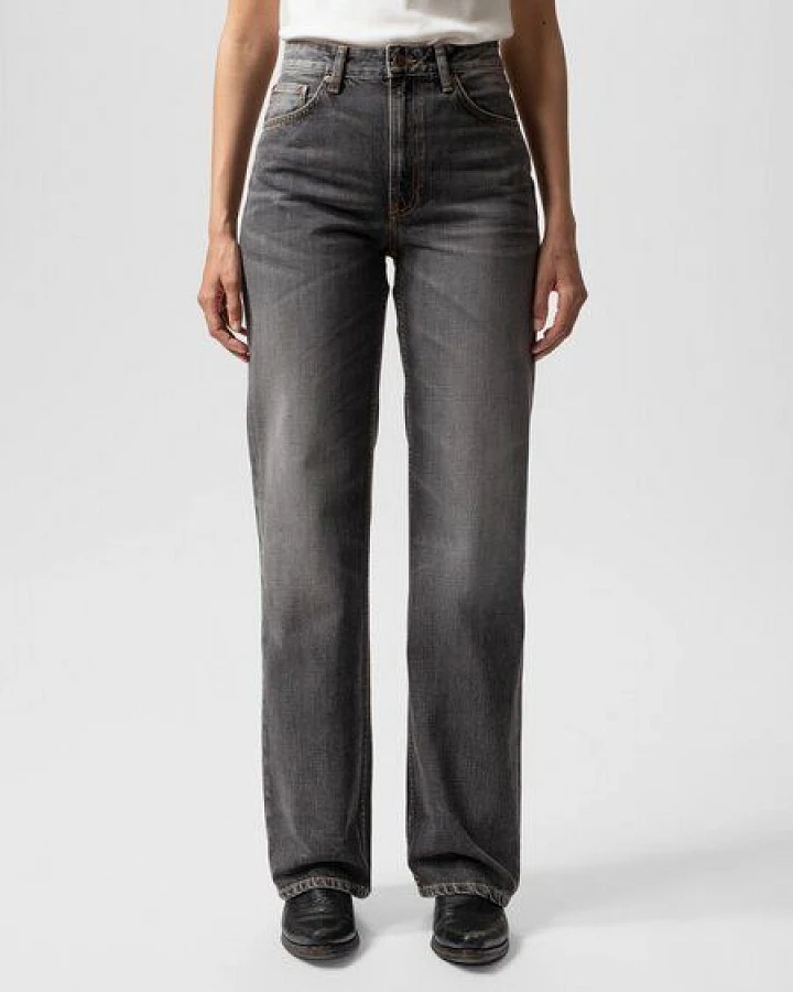 Nudie Jeans Damen Jeans - Clean Eileen - Grey Crosshatch