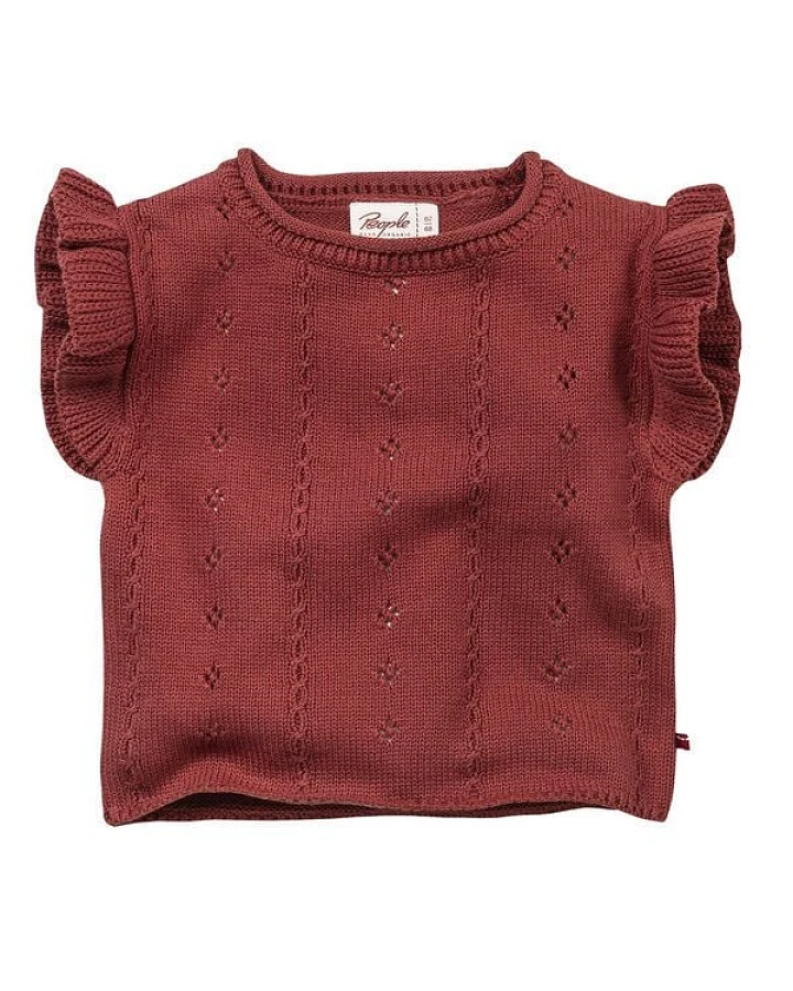 People Wear Organic Strick Pullunder, rot uni, Bio-Baumwolle
