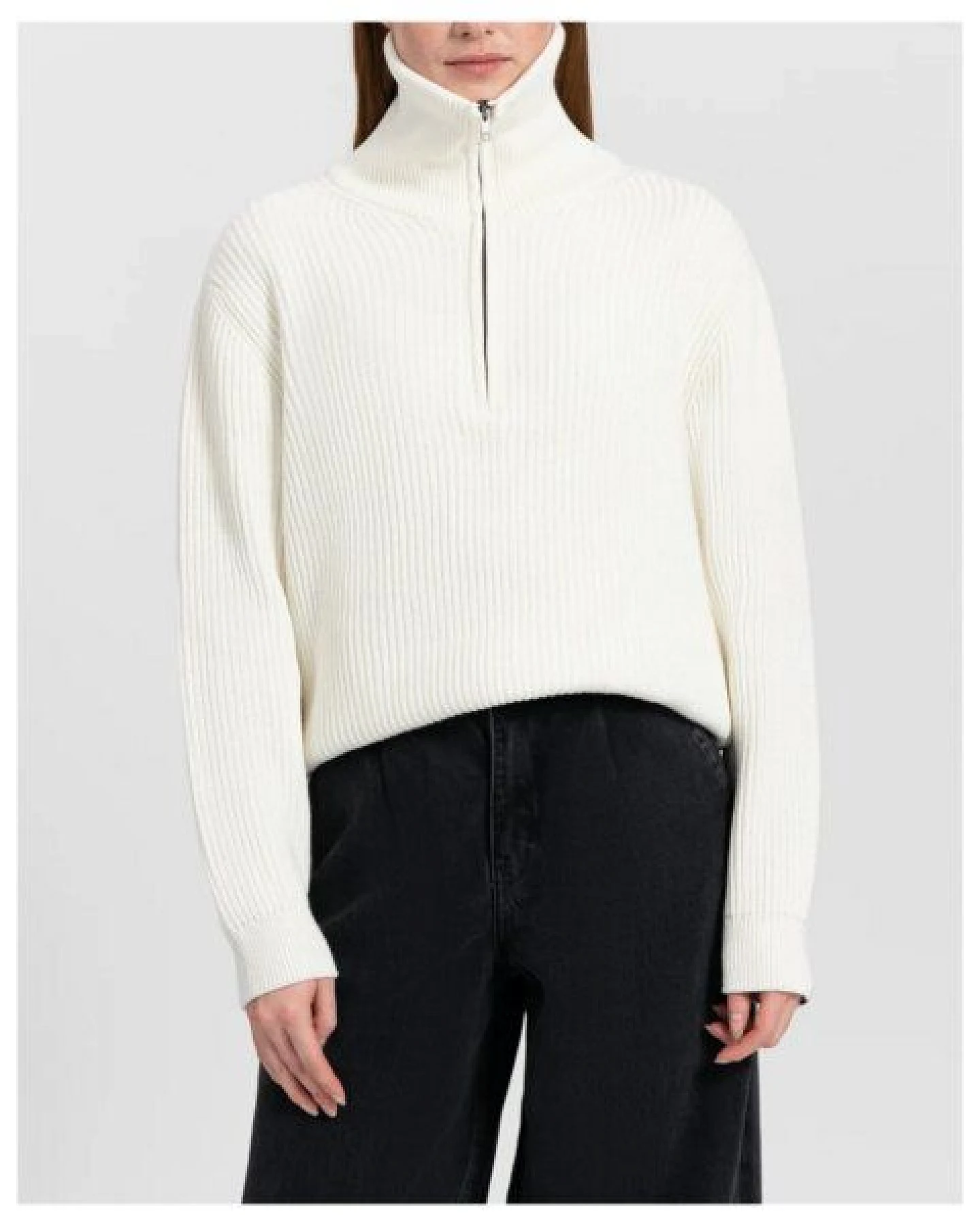 Kuyichi Kayla Knit Half Zip Strickpullover aus Bio-Baumwolle – Ansicht 2