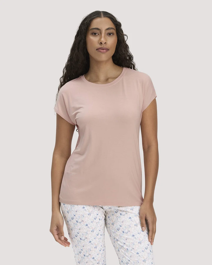 hessnatur Damen Schlaf T-Shirt PURE FLOW aus TENCEL™ Modal - rosa - Größe 34
