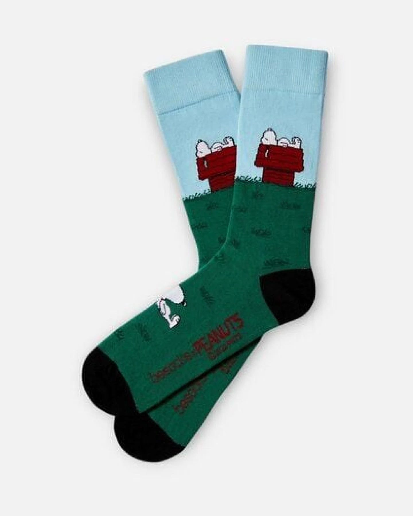 BeSocks Bio-Tennissocken - Snoopy auf dem Haus, Farbe grün blau – Ansicht 2